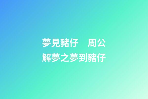 夢見豬仔　周公解夢之夢到豬仔